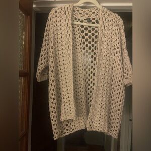 Chico’s Black Label Gold Metallic Crochet Jacket Short Sleeve